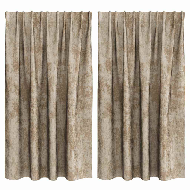 Curtain With Curtains 2 Pcs Velvet, 140cm Width x 140cm Drop, Champagne