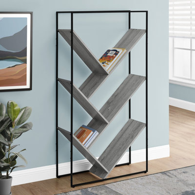 Bookshelf, Bookcase, Etagere, 3 Tier, 60"H, Office, Bedroom, Laminate, Metal, Contemporary, Modern