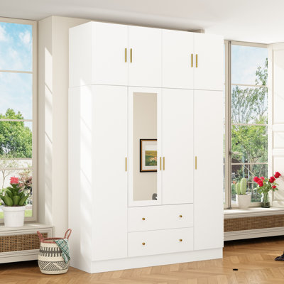 4-Door 2-Drawer Wardrobe With Top Cabinet