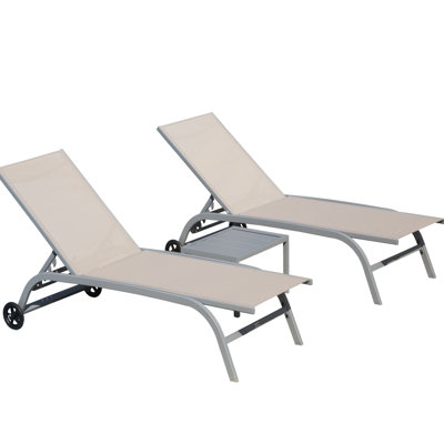 Chaises longues de piscine kaki - 5 positions réglables, rouille - pour terrasse, patio, terrasse extérieure toutes saisons