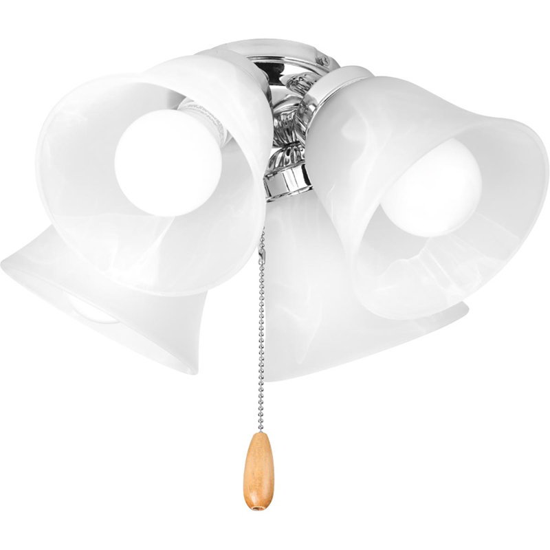 Ensemble de 4 lumières pour ventilateur de plafond universel à 4 lumières, Chrome poli