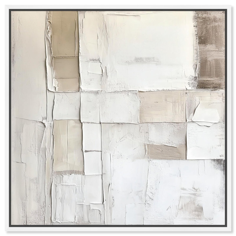 Abstrait minimaliste sur toile Decayed Charm par Art Remedy, Cadre flottant blanc, H 17 po x l 17 po x P 1,8 po