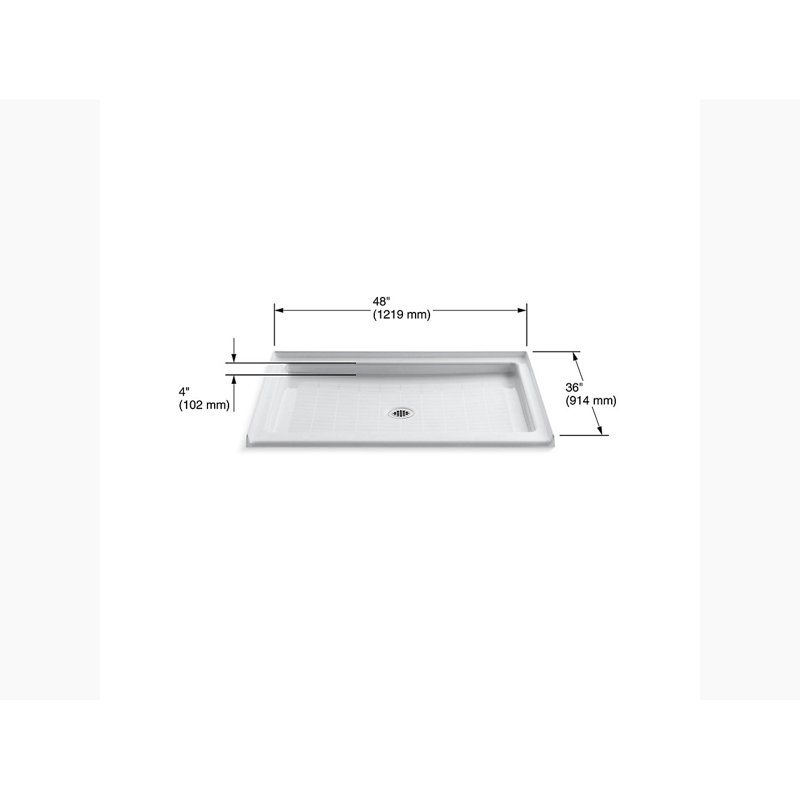 Purist 48" W x 36" D Cast Iron Shower Base, White