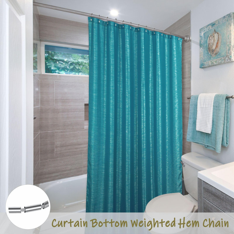 Rytis Polyester Shower Curtain, Dark Teal Blue