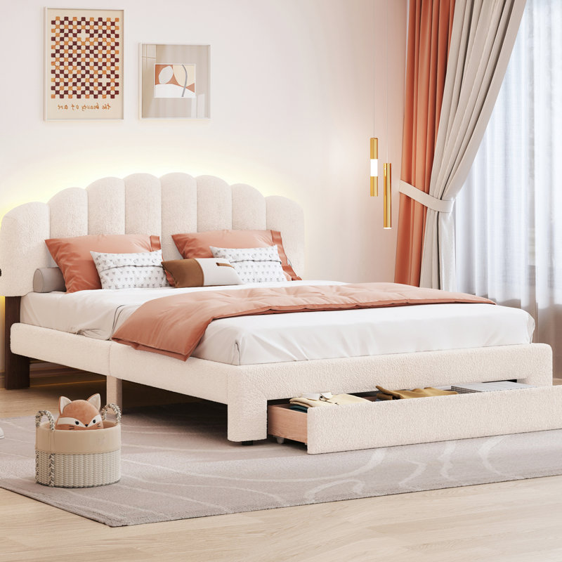 Lit plateforme en molleton avec tiroir et sommeil confortable