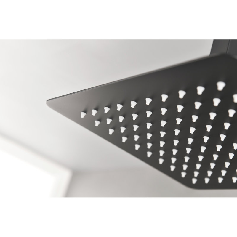 Bathroom Showerhead - Matte Black Stainless Steel, High Rainfall And Easy Maintenance Shower Head Black, Steel With Cleaning Feature