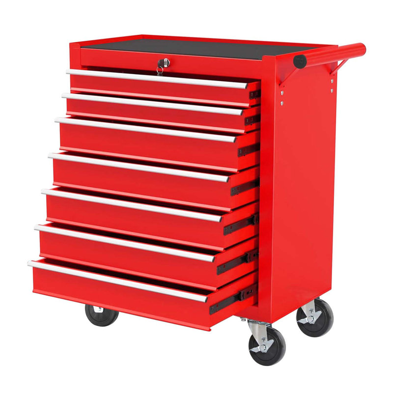 Coffre à outils roulant avec boîte à outils à 7 tiroirs avec roues Armoire de rangement multifonctionnelle pour chariot à outils, garage, entrepôt, atelier, atelier de réparation