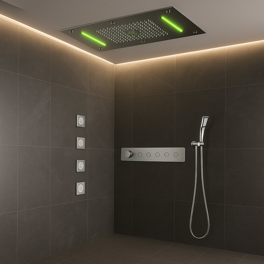 Recessed Led Channel Shower FontanaShowers Cesena Chrome Thermostatic Recessed Ceiling Shower ...