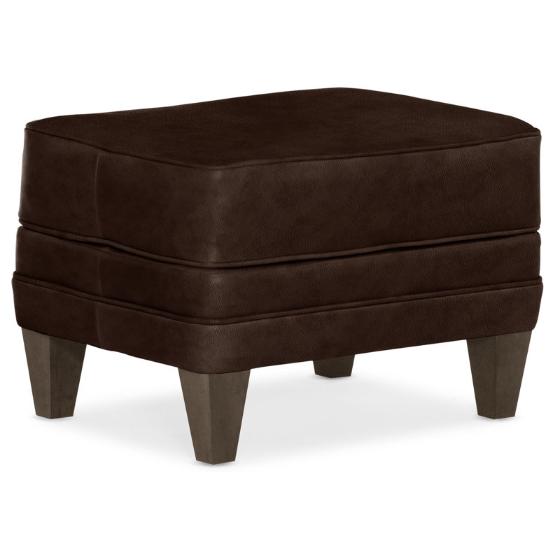 Willow Ottoman, Cobblestone, Anilina Cacao Genuine Leather
