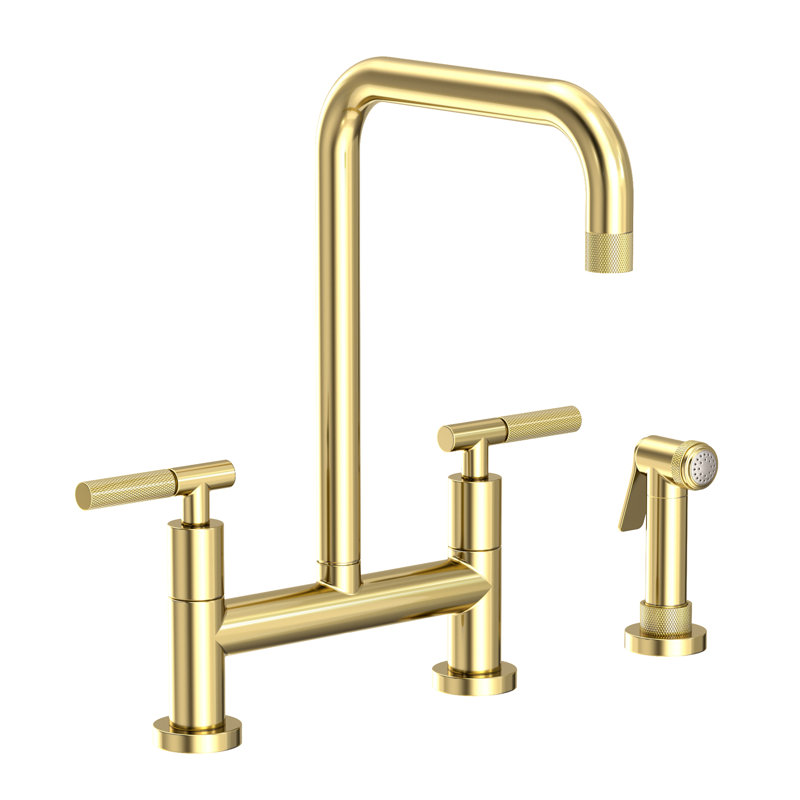 Kitchen Bridge Faucet With Side Spray, Forever Brass (PVD)