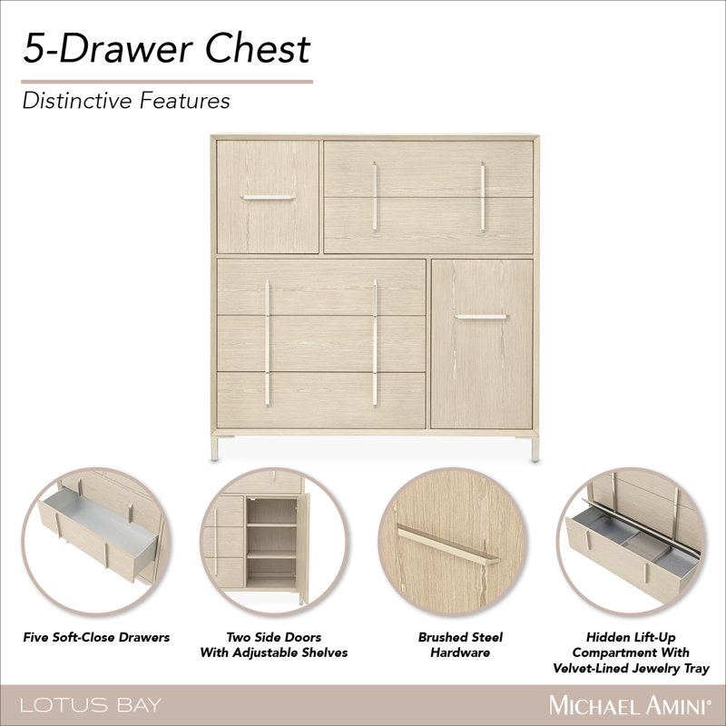 Lotus Bay 5-Drawer Chest - Sand