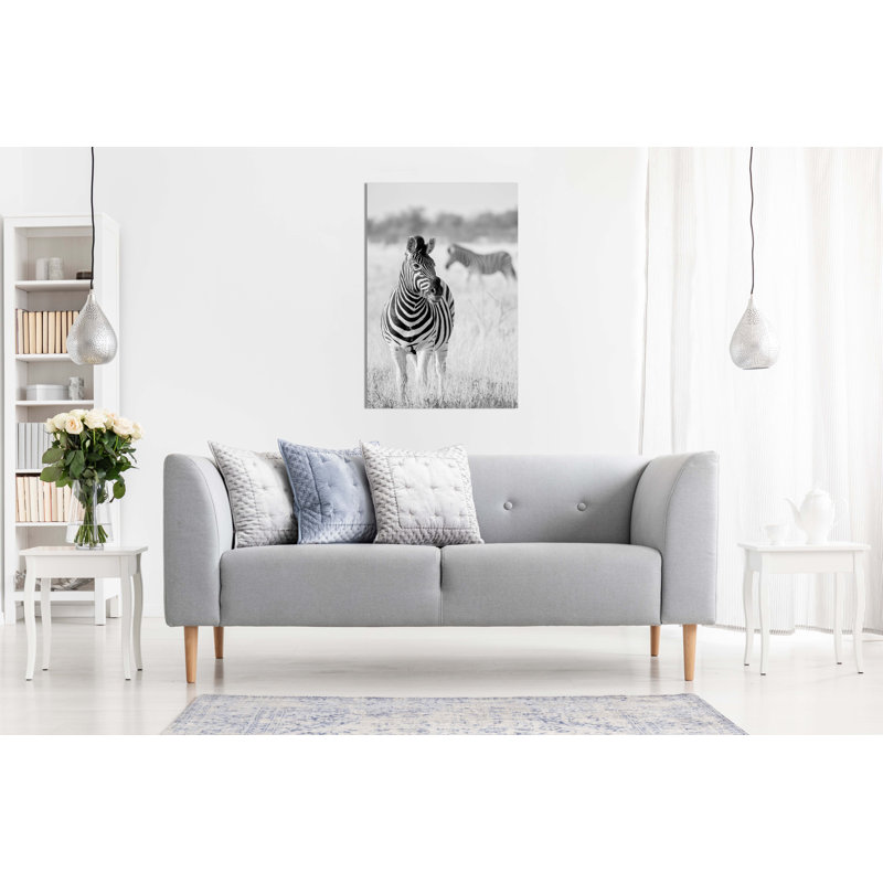 Black And White Zebra In Wildlife Artistic - Wrapped Canvas Print, 76cm H x 51cm W