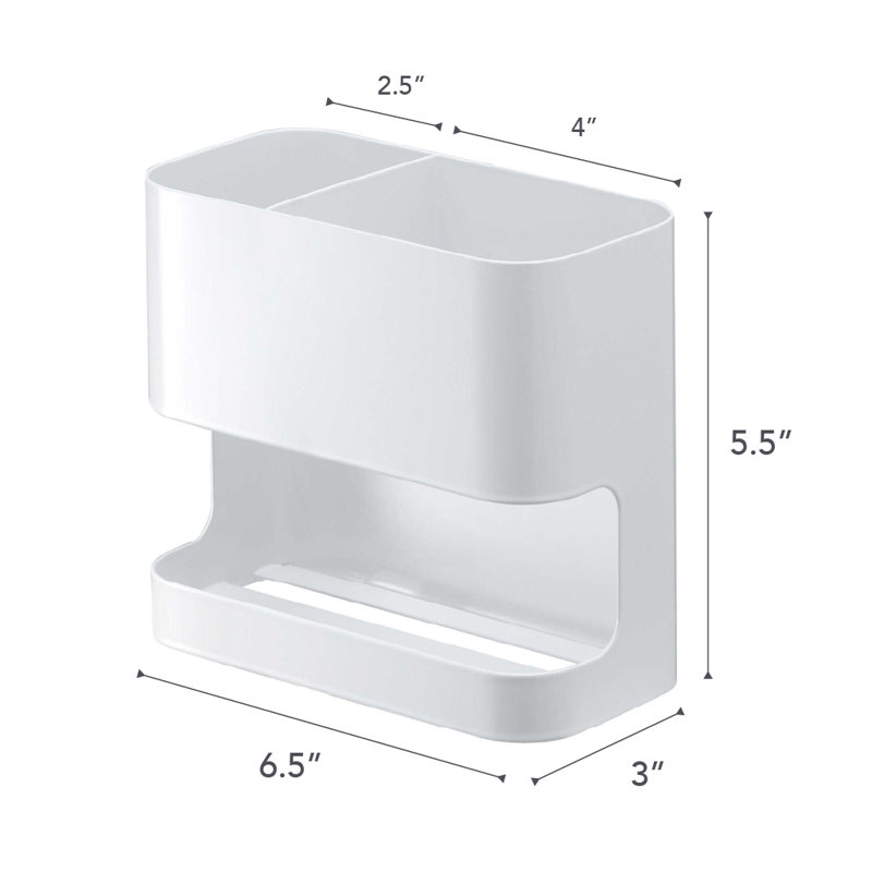 White Steel Beauty Appliance Holder with Compartments