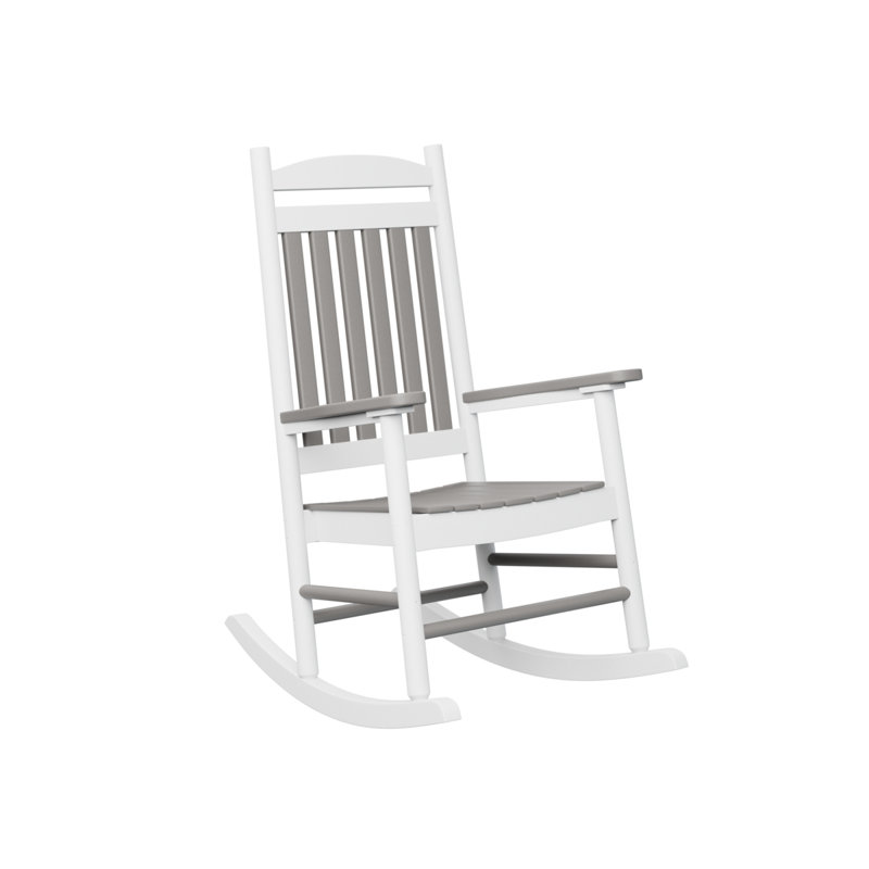 Casual Back Outdoor Rocker Chair, Light Gray/White