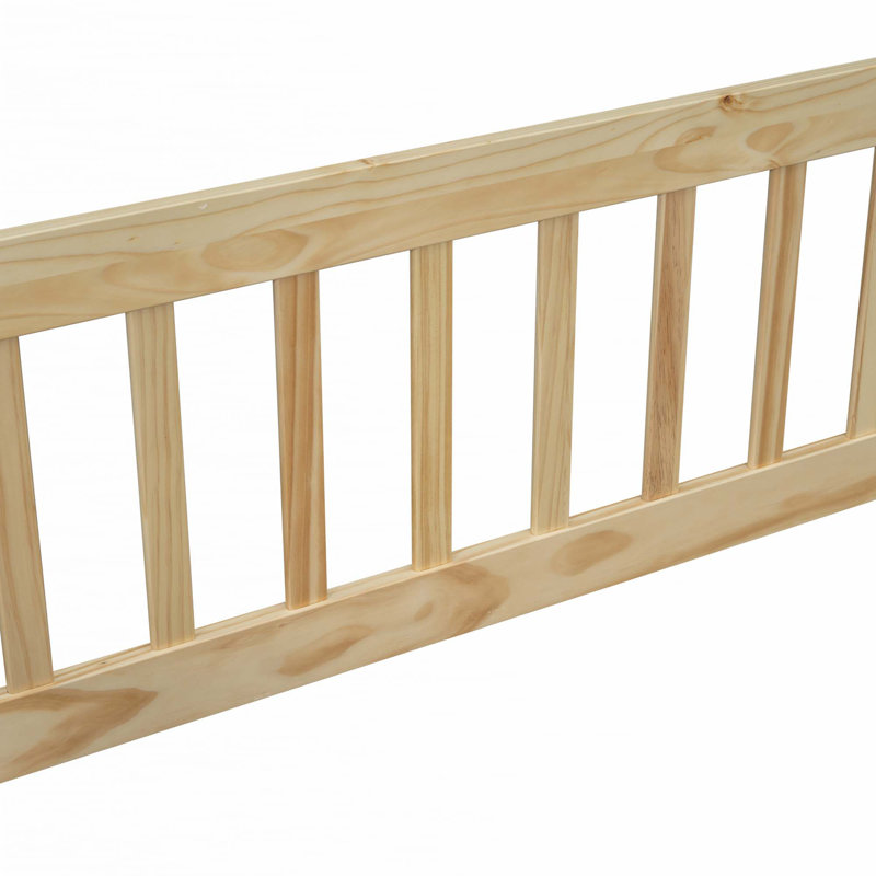 House-Shaped Floor Bed with Fence, Guardrails, Natural, Twin