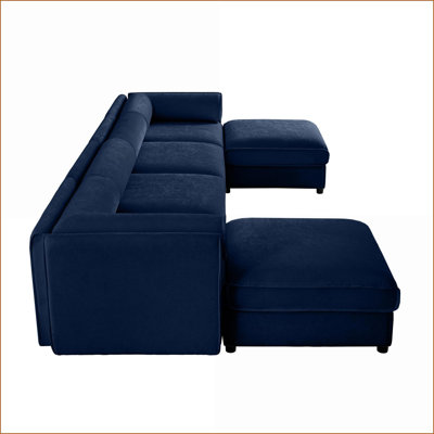 Sectional Sofas Modular U-Shaped with Storage, Deep Seat for Living Room | Navy Blue | Chenille