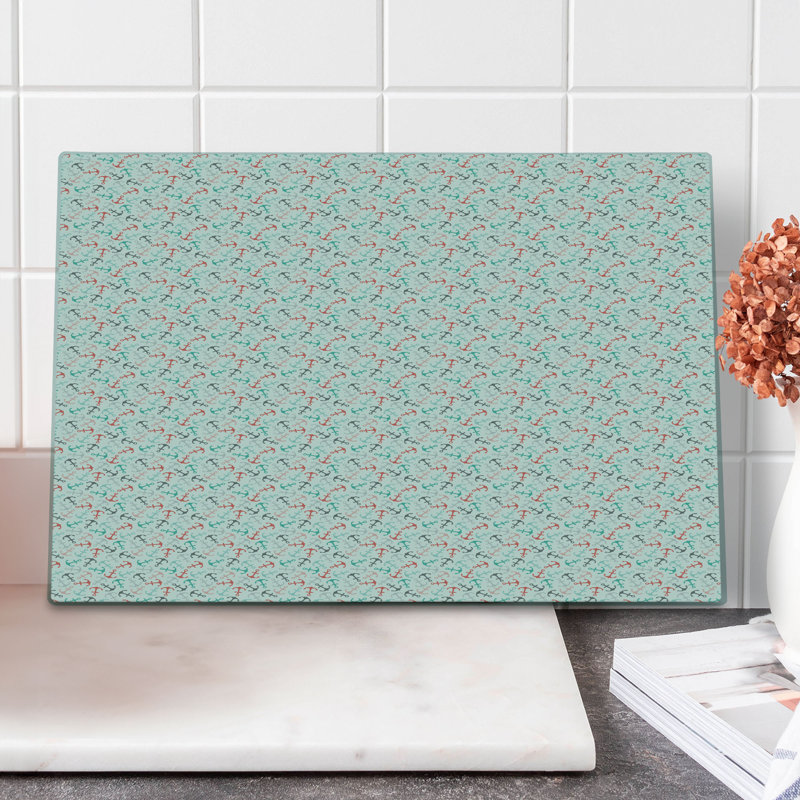 Ambesonne Anchor Cutting Board Large Size Sailor Adventure Retro Multicolor