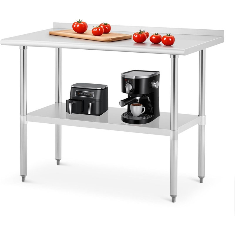 Table de préparation en acier inoxydable H 36 po avec dosseret et tablette réglable, table de travail commerciale