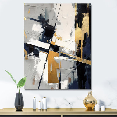 «Grey and Gold Impressions Transcendent II - Abstract Shapes», art mural
