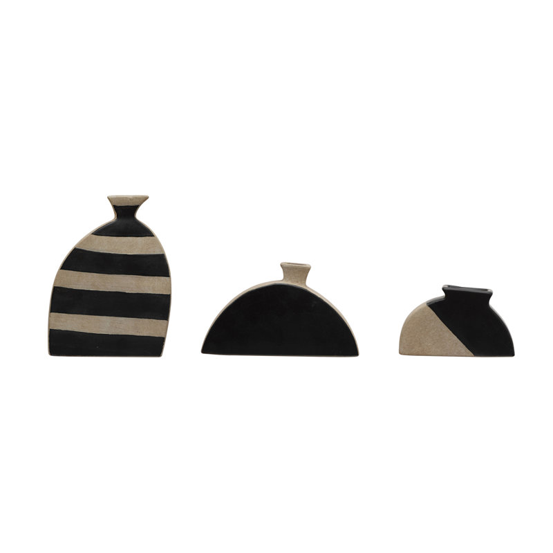 Ensemble de 3 vases de table noirs en terre cuite Vergas