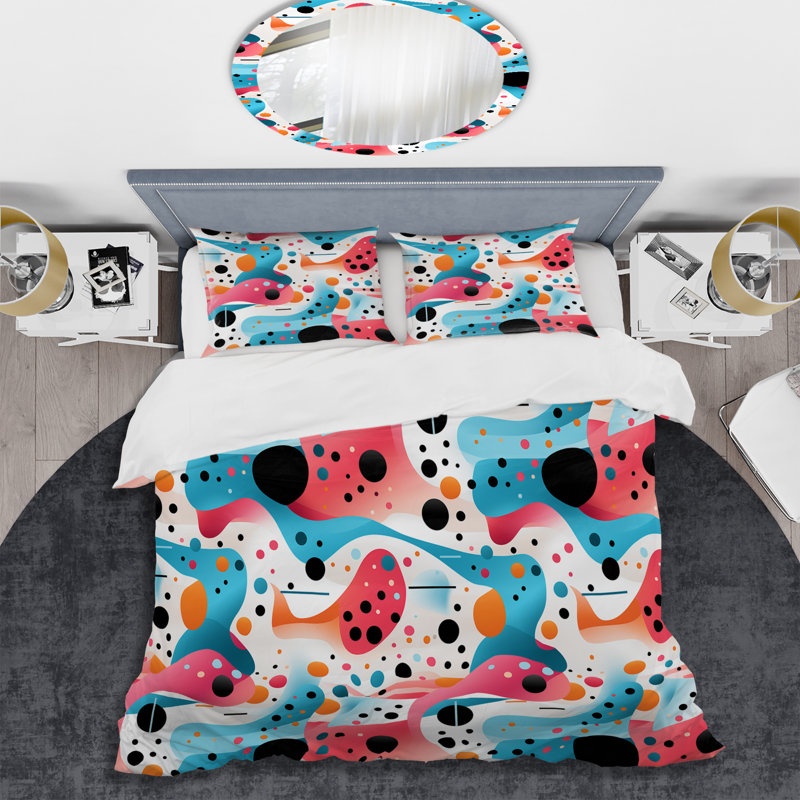 Literie rose et bleu 1950S, Housse de couette simple + 1 taie décorative stan