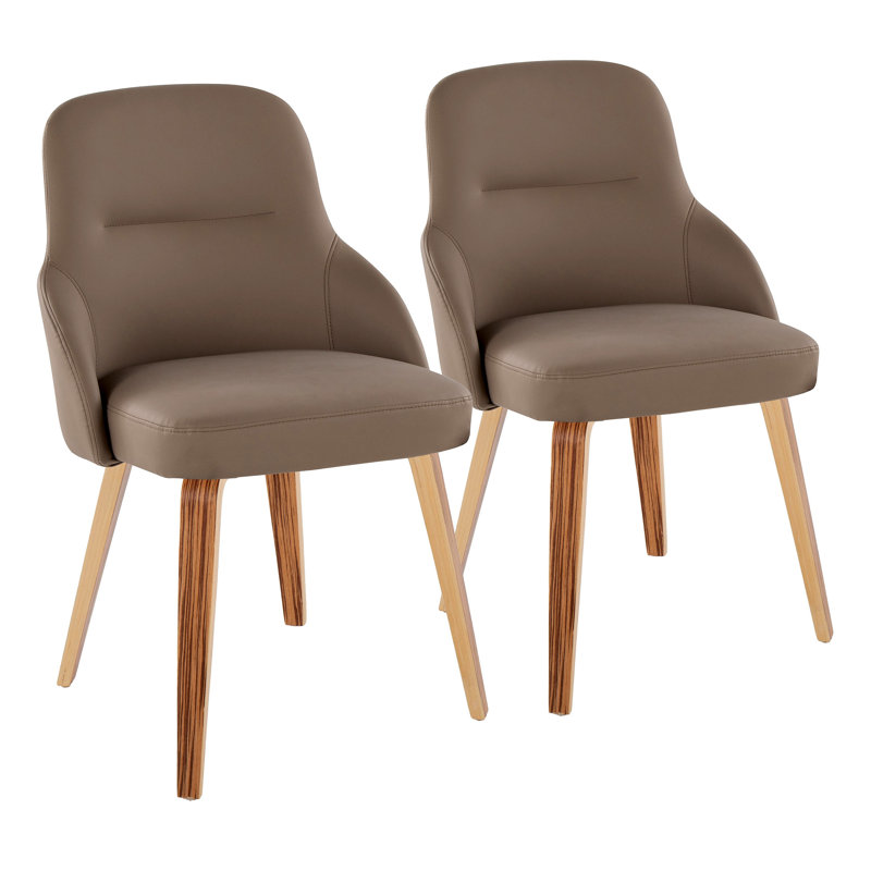 Chaise en bois zébré et similicuir
