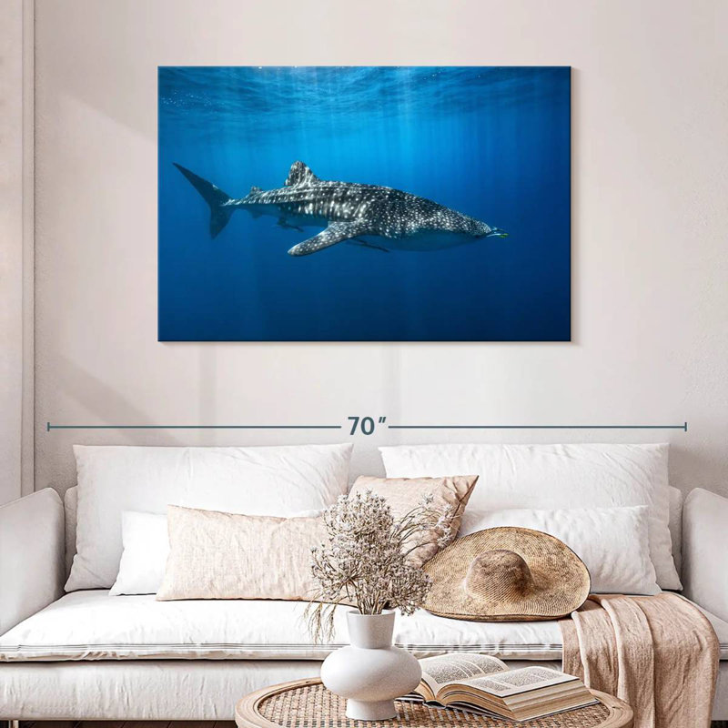 Baleine Brampt dans le bleu, H 30 po x l 45 po