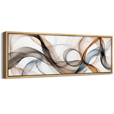 «Taupe Blue Flowing Ribbon Abstract Wall Decor», reproduction d'art sur toile encadrée