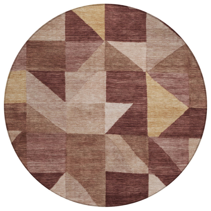 Machine Washable Indoor/Outdoor Jourdan ACN2373 Geometric Rug, Round 8'