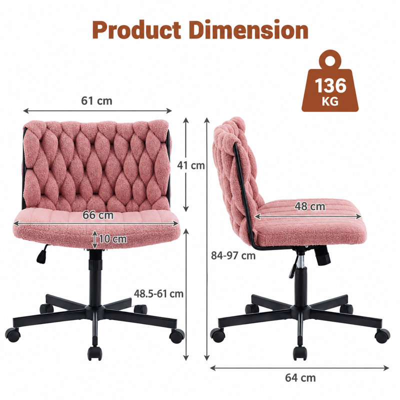 London Boutique Office Chair, Pink, Pink
