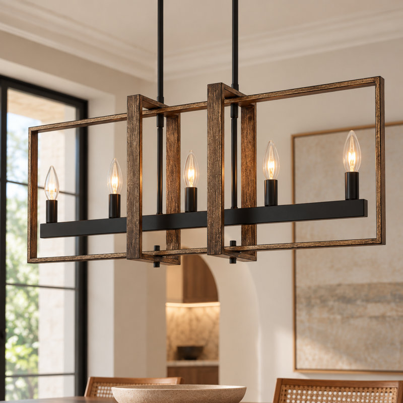 Lustre linéaire 5 lumières à cadre ouvert