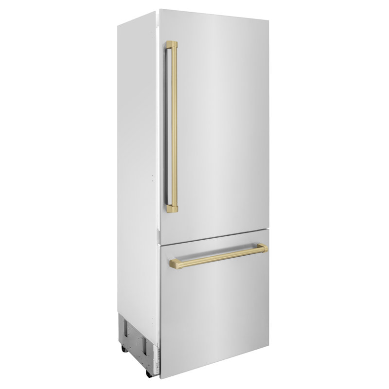 ZLINE 30 Autograph Edition 16.1 cu. ft. Built-in 2-Door Bottom Freezer Refrigerator with Accent, Satin Stainless Steel