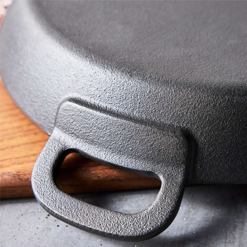Black 12" Cast Iron Skillet with Helper Handle