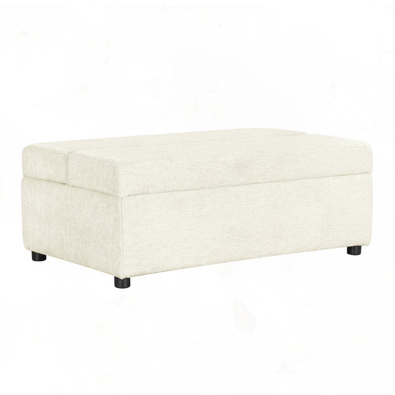 Lit simple avec repose-pieds pliant, Beige