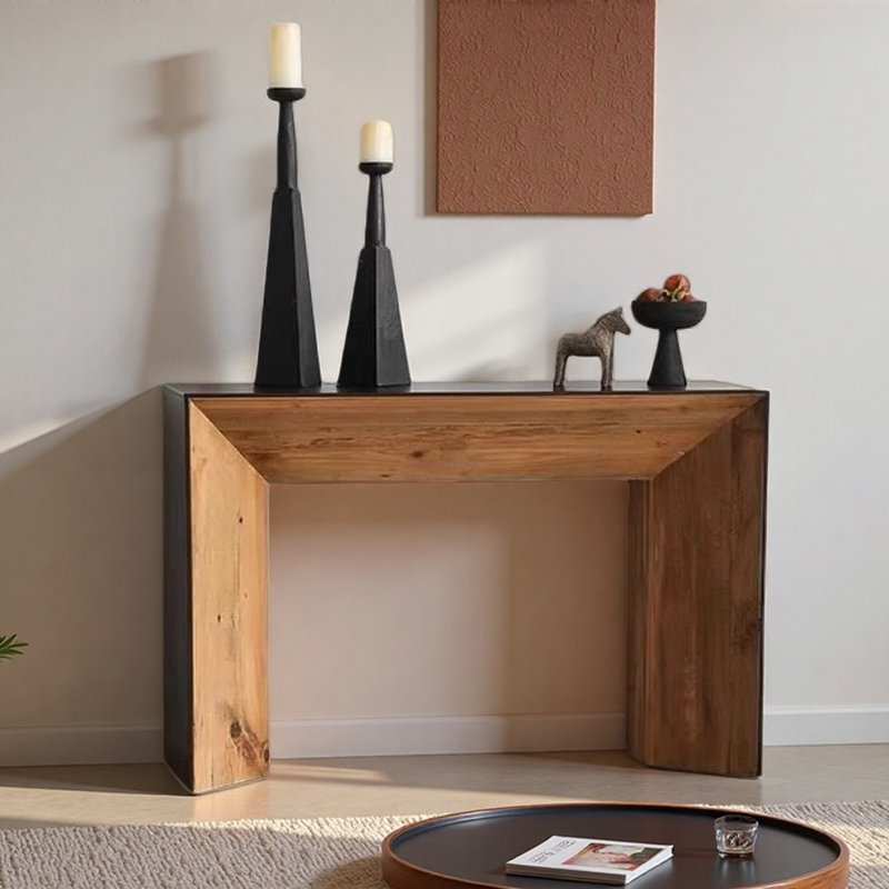 Table d'entrée en bois massif de style Wabi-sabi, H 31,5 po x l 62,99 po x P 15,75 po