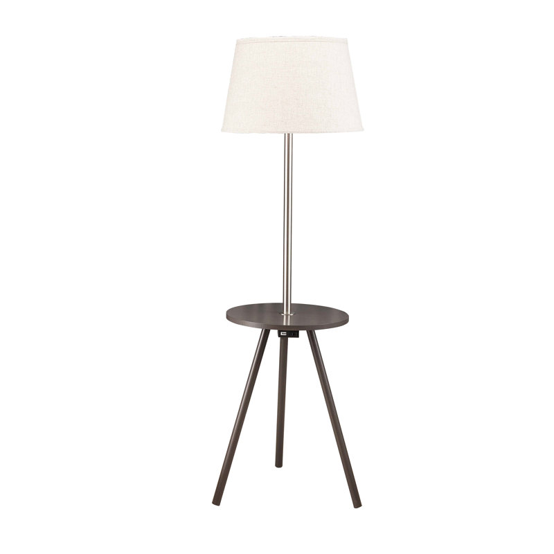 57" Round Sofa Side Table W/ Lamp And Power Station (1.56/9.9)