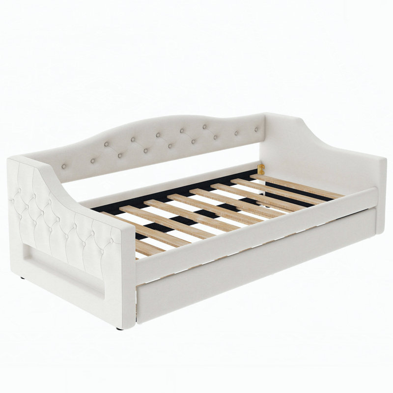 Versatile Upholstered Daybed with Drawers for Enhanced Comfort and Functionality, Beige