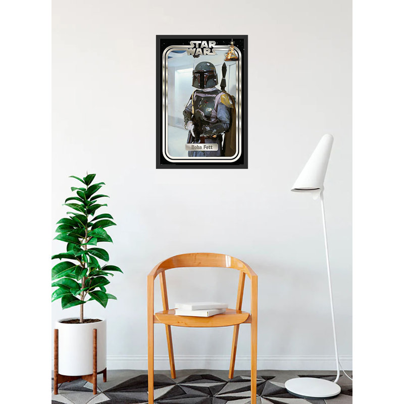 Boba Fett Retro Card, impression sur affiche encadrée