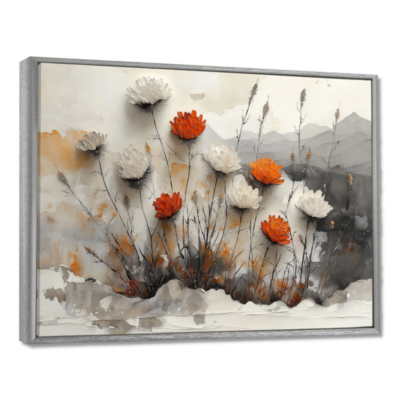 The Winter Wild Thistle Bloom I - Thistle, art mural pour le salon, H 12 po x l 20 po, Floater Framed, Argent argent