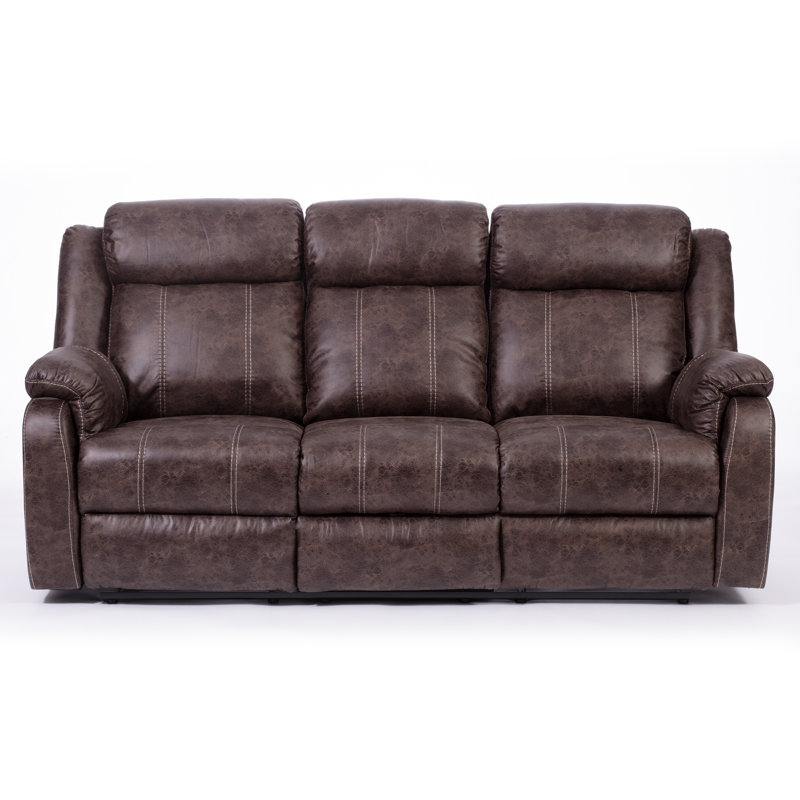 Sotomayor 82'' Faux Leather Reclining Sofa, Brown Faux Leather
