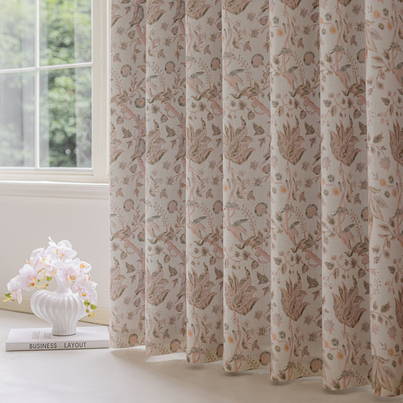 Rosie Linen Blend Room Darkening Curtain Pair (Set of 2), 50" W x 102" L