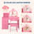 Kids Vanity Desk with Mirror and Lights, White Princess Wooden Makeup Vanity with Chair, Storage Shelves and Drawers, 2-in-1 Girls Dressing Table-87062514