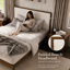 Luca solid wood boucle upholstered headboard bed frame-131499531-131499533