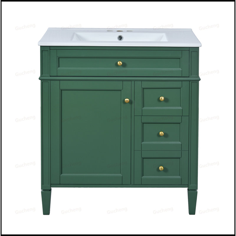 Meuble-lavabo 30 po avec lavabo et 2 tiroirs, Vert