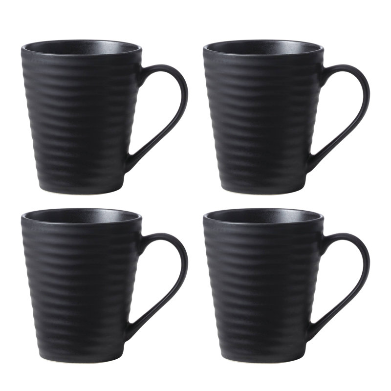 Ridge Mugs, Set Of 4, Black