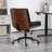 Modern Walnut Armless Office Desk Chair with Wheels, Wide Criss Cross-Legged Home Office Chair, Adjustable Swivel Task Chair-1633279027