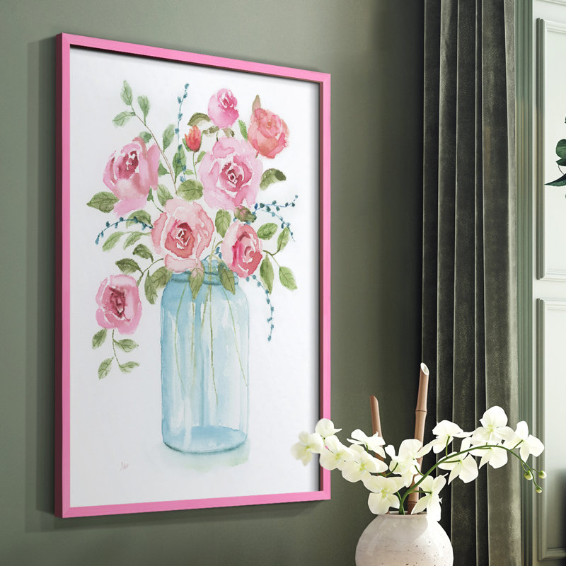 Adorable I, reproduction encadrée - bois massif, Rose, H 10 po x l 8 po
