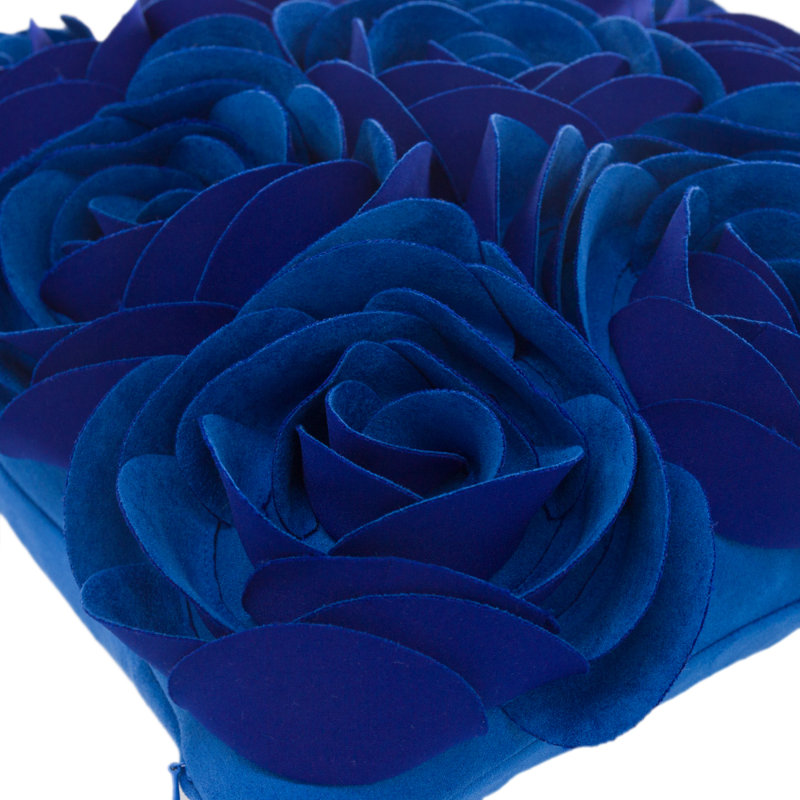  Housse de coussin en suède appliquée, Bleu