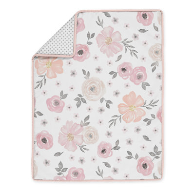 Duvet Sweet Jojo Designs Pink And Grey Watercolor Floral Sweet