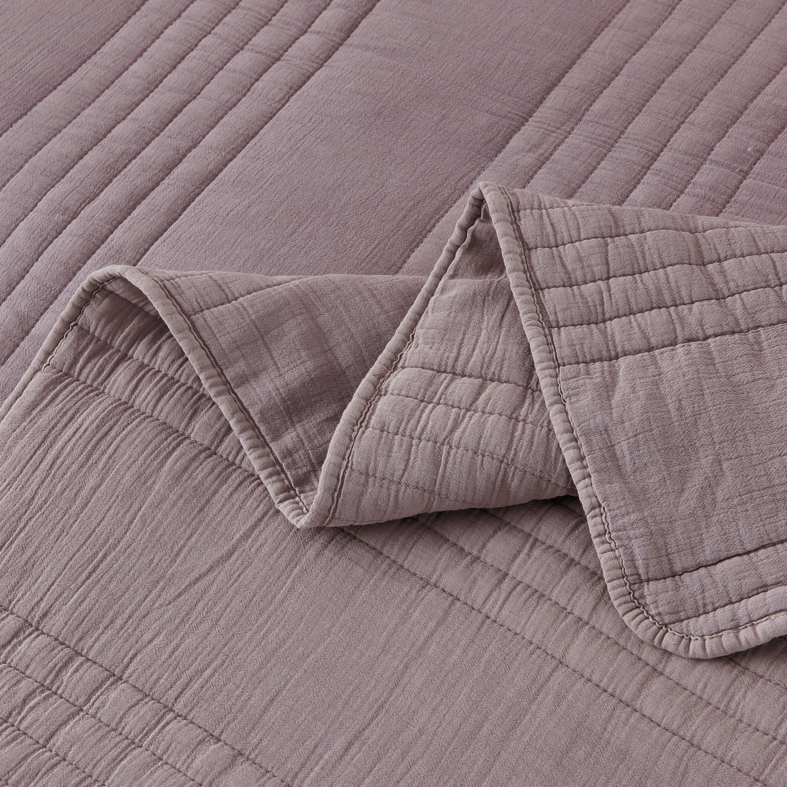 Cotton Quilt Set, Twin Quilt + 1 Standard Sham, Eggplant